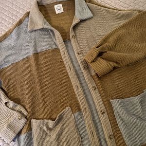 Sweater material shacket